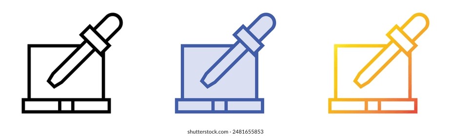 laptop icon. Linear, Blue Fill and Gradient Style Design Isolated On White Background