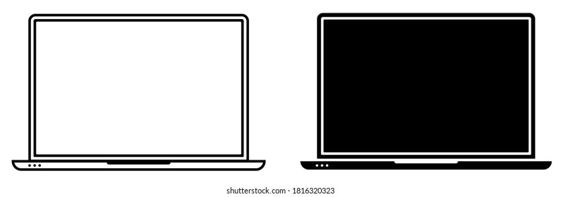 icono de portátil de estilo lineal sobre fondo blanco. Icono de ordenador, laptop para infografías. Vector