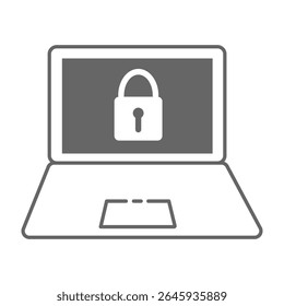 Laptop Icon with Lock Symbol on Screen