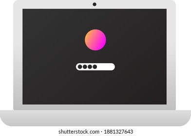laptop icon with log in icon on screen