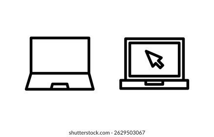 Design de logotipo do ícone do laptop. sinal e símbolo do computador