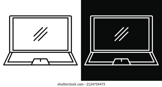 Laptop icon logo minimalist black and white vector 
