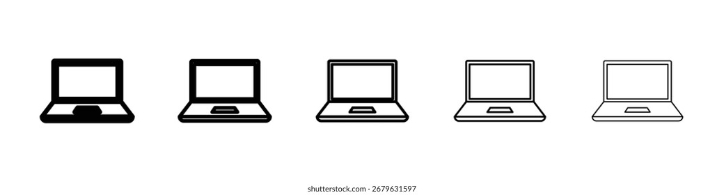 Notebook-Symbol-Logo in der Strichlinien-Kollektion