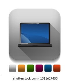 Laptop Icon With Long Shadow Over App Button