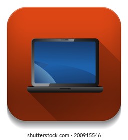 laptop icon With long shadow over app button