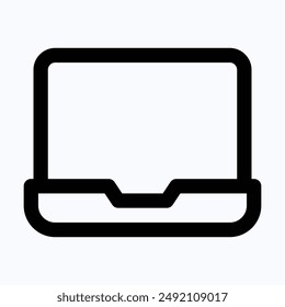 Laptop Icon For Mobile Apps Interface, Simple Laptop Vector Icon, Lineal Isolated Vector Icon.