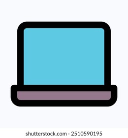 Ícone Laptop Para Interface De Aplicativos Móveis, Ícone Vetor Laptop Simples, Computador, Interface Do Usuário, Experiência Do Usuário, Ícone Vetor Cor Lineal Isolado.