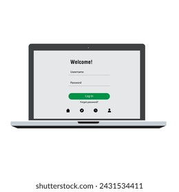 Icono del ordenador portátil moderno elegante boceto plano verde