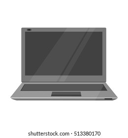 Laptop icon in monochrome style isolated on white background. Personal computer symbol stock vector illustration.