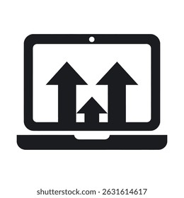 Laptop-Symbol mit mehreren Aufwärtspfeilen, die den Datenupload darstellen
