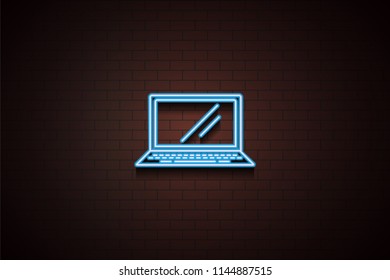 a laptop icon in neon style. One of Appliances collection icon can be used for UI/UX