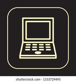 Laptop Icon. Notebook Computer. Modern technology concept. Editable stroke flat icons. Simple thin line art logo. Web app button. Vector illustration. 