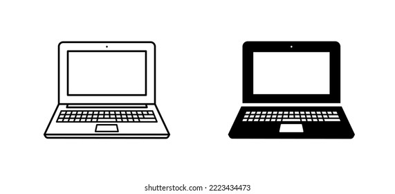 Laptop icon. Notebook computer symbol. Black color. Vector isolated sign.