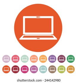 The laptop icon. Notebook symbol. Flat Vector illustration. Button Set