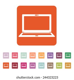 The laptop icon. Notebook symbol. Flat Vector illustration. Button Set