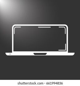 A laptop icon on a black background
