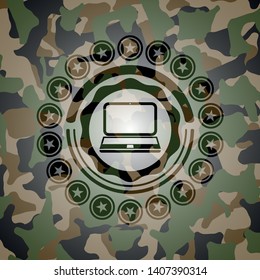 laptop icon on camo pattern