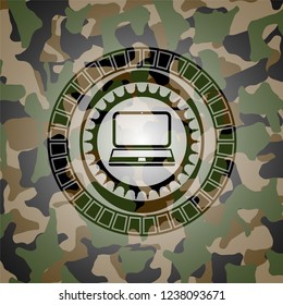 laptop icon on camouflage pattern