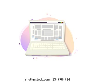 laptop icon on gradient background. documents are located on the laptop screen