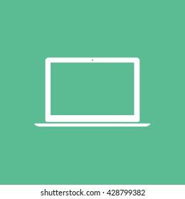 Laptop Icon On Green Background