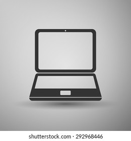 Laptop icon on grey background. Vector Illustration