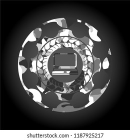 laptop icon on grey camo texture