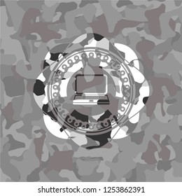 laptop icon on grey camo texture