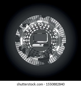 laptop icon on grey camouflaged texture