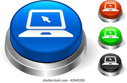 Laptop Icon on Internet Button Original Vector Illustration Three Dimensional Buttons