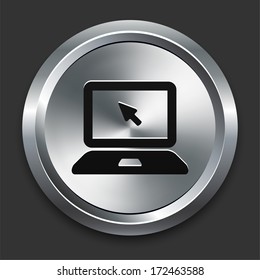 Laptop Icon on Metallic Button Collection