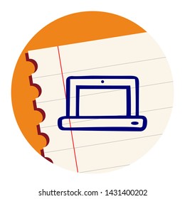 Laptop Icon on a Notebook Sheet 