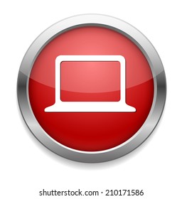 Laptop Icon on Round Button