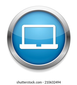 Laptop Icon on Round Button