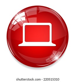 Laptop Icon on Round Button