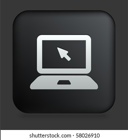 Laptop Icon on Square Black Internet Button Original Illustration