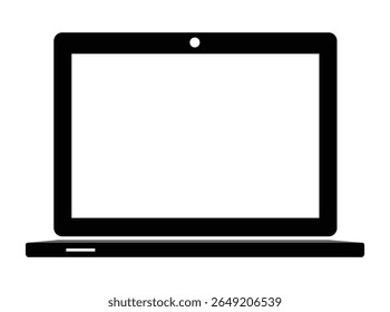 Laptop icon, on transparent background, flat line design, vector illustration