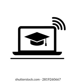 Laptop Icon on White Background Vector Art Illustration on white background.