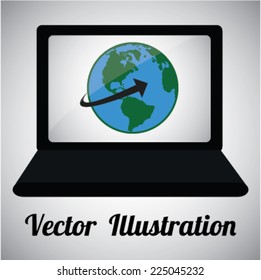 laptop with icon on your screen over gray color background