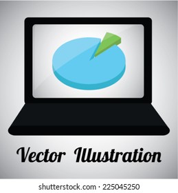laptop with icon on your screen over gray color background