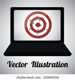 laptop with icon on your screen over gray color background