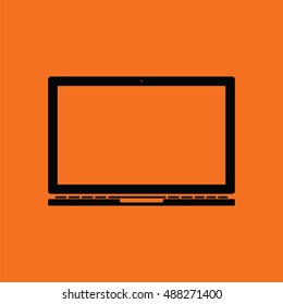 Laptop icon. Orange background with black. Vector illustration.