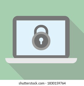 Laptop icon with padlock design, vector illustration. Secure illustration. Computer icon. Safety design. Password lock. Cyber security padlock pictogram. Laptop button. Locker. Privacy computer.