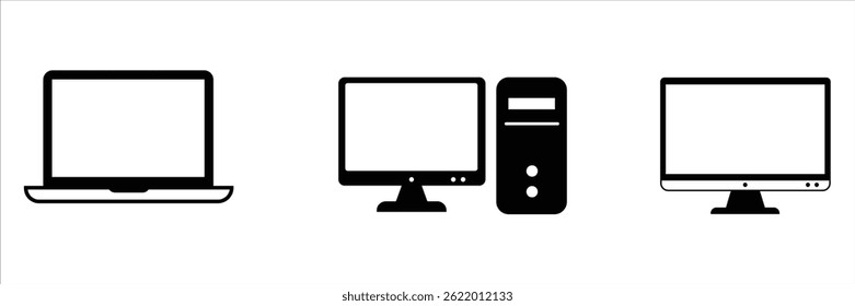 Laptop icon, PC icon, monitor icon vector.