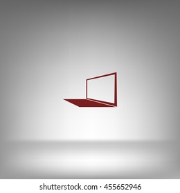Laptop Icon in perspective view flat vector icon