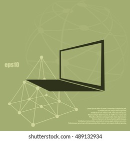 Laptop Icon in perspective view flat vector icon