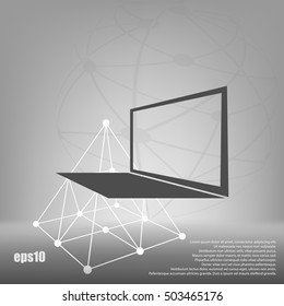 Laptop Icon in perspective view flat vector icon