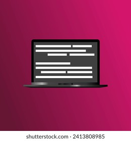 Laptop icon with place for text. Flat, color, laptop screen, mockup for text, laptop icon. Vector icon