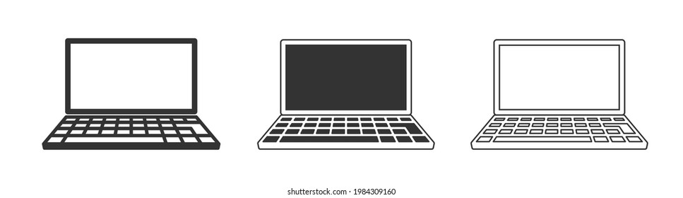 Laptop icon. Portable computer symbol. Office device logo sign. Vector illustration image. Isolated on white background.