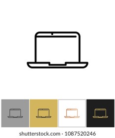 Laptop icon, professional notebook computer symbol on white and black backgrounds. Vector illustration