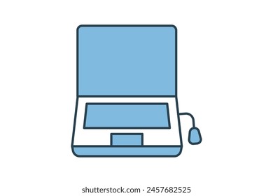 laptop icon. icon related to education and online education. suitable for web site, app, user interfaces, printable etc. flat line icon style. simple vector design editable